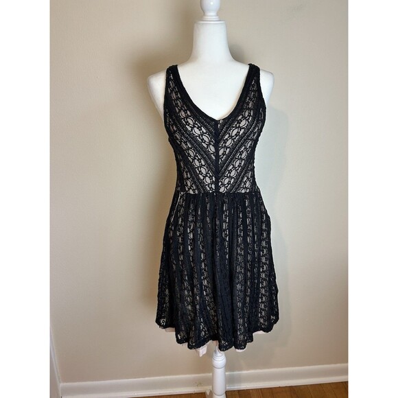 Anthropologie Dresses & Skirts - Anthropologie S Black Lace Dress Whimsigoth Fairy Victorian Mini Rockabilly Goth
